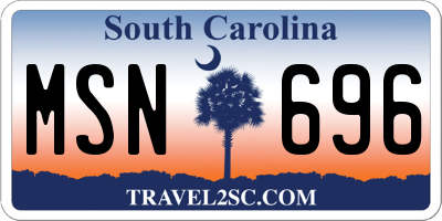 SC license plate MSN696