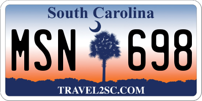 SC license plate MSN698