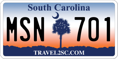SC license plate MSN701