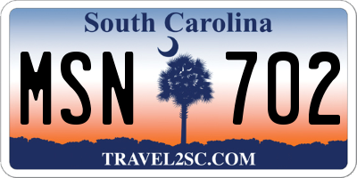 SC license plate MSN702