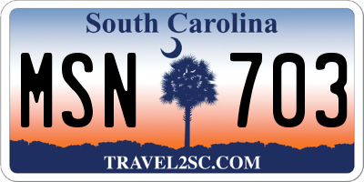 SC license plate MSN703