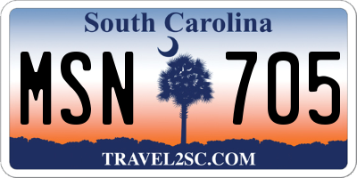 SC license plate MSN705