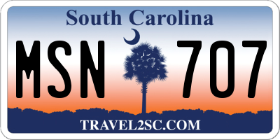 SC license plate MSN707