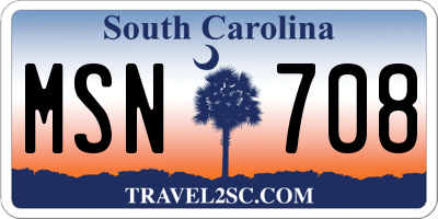 SC license plate MSN708