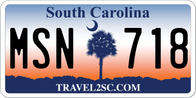 SC license plate MSN718