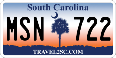 SC license plate MSN722