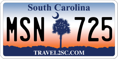 SC license plate MSN725