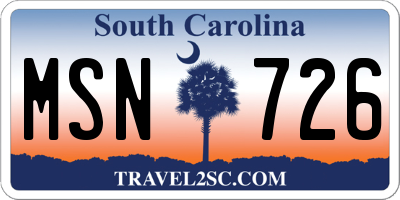 SC license plate MSN726