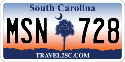 SC license plate MSN728