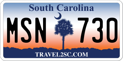 SC license plate MSN730