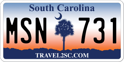 SC license plate MSN731