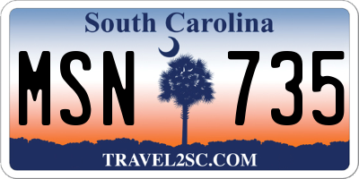 SC license plate MSN735