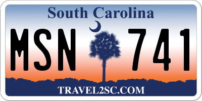 SC license plate MSN741