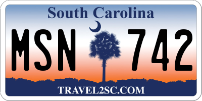 SC license plate MSN742