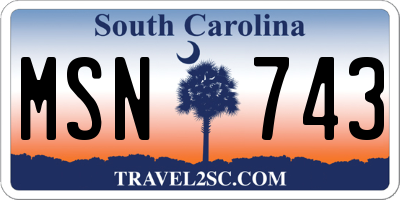 SC license plate MSN743