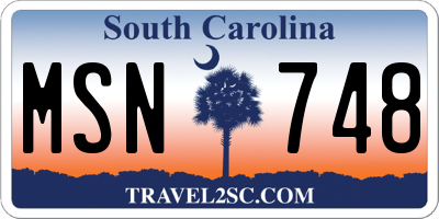 SC license plate MSN748