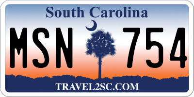 SC license plate MSN754