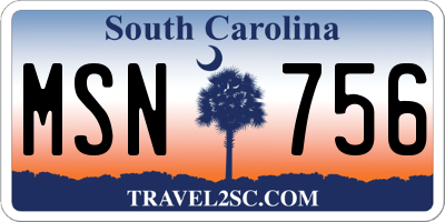SC license plate MSN756
