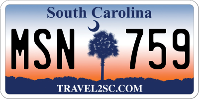 SC license plate MSN759