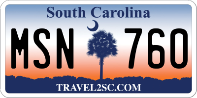 SC license plate MSN760