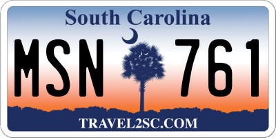 SC license plate MSN761