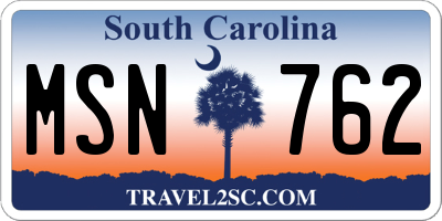 SC license plate MSN762
