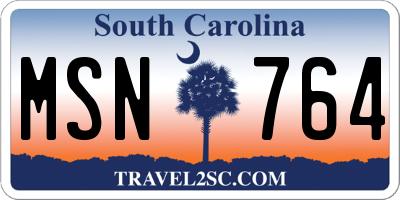 SC license plate MSN764