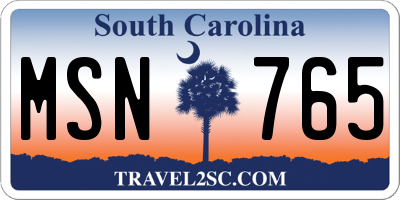 SC license plate MSN765