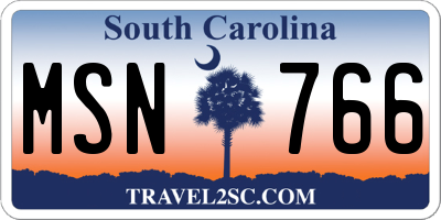 SC license plate MSN766