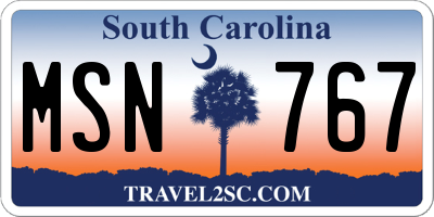 SC license plate MSN767