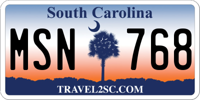 SC license plate MSN768