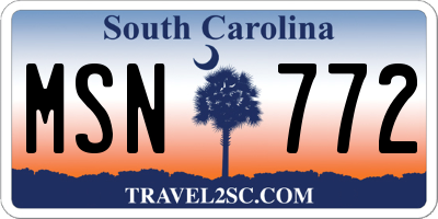 SC license plate MSN772