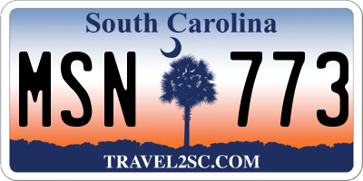 SC license plate MSN773