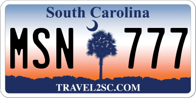 SC license plate MSN777