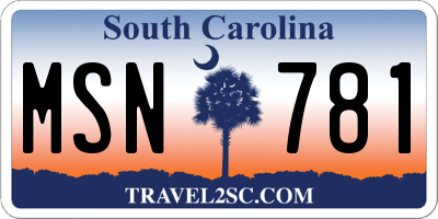 SC license plate MSN781