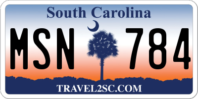 SC license plate MSN784