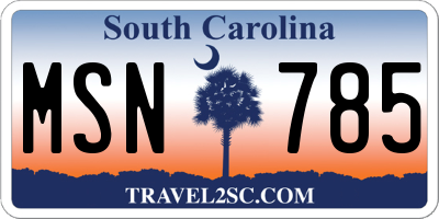 SC license plate MSN785