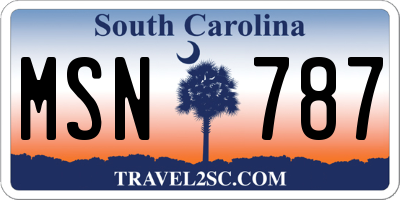 SC license plate MSN787