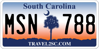 SC license plate MSN788