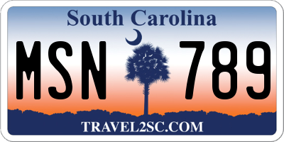 SC license plate MSN789