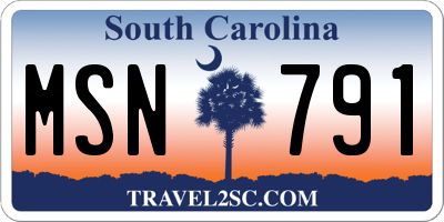 SC license plate MSN791