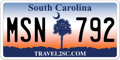 SC license plate MSN792