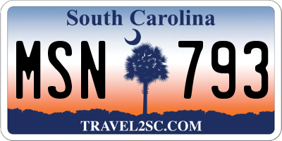 SC license plate MSN793