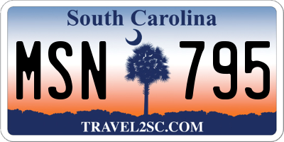SC license plate MSN795