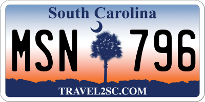 SC license plate MSN796