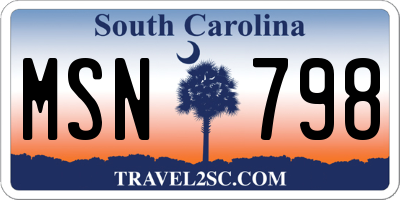SC license plate MSN798