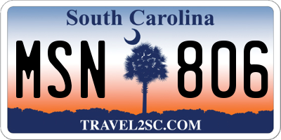 SC license plate MSN806