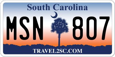 SC license plate MSN807