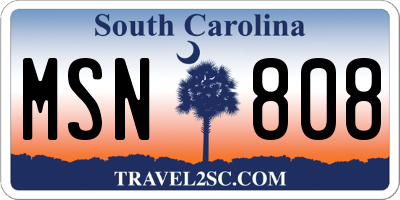 SC license plate MSN808