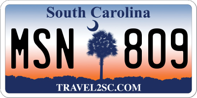 SC license plate MSN809